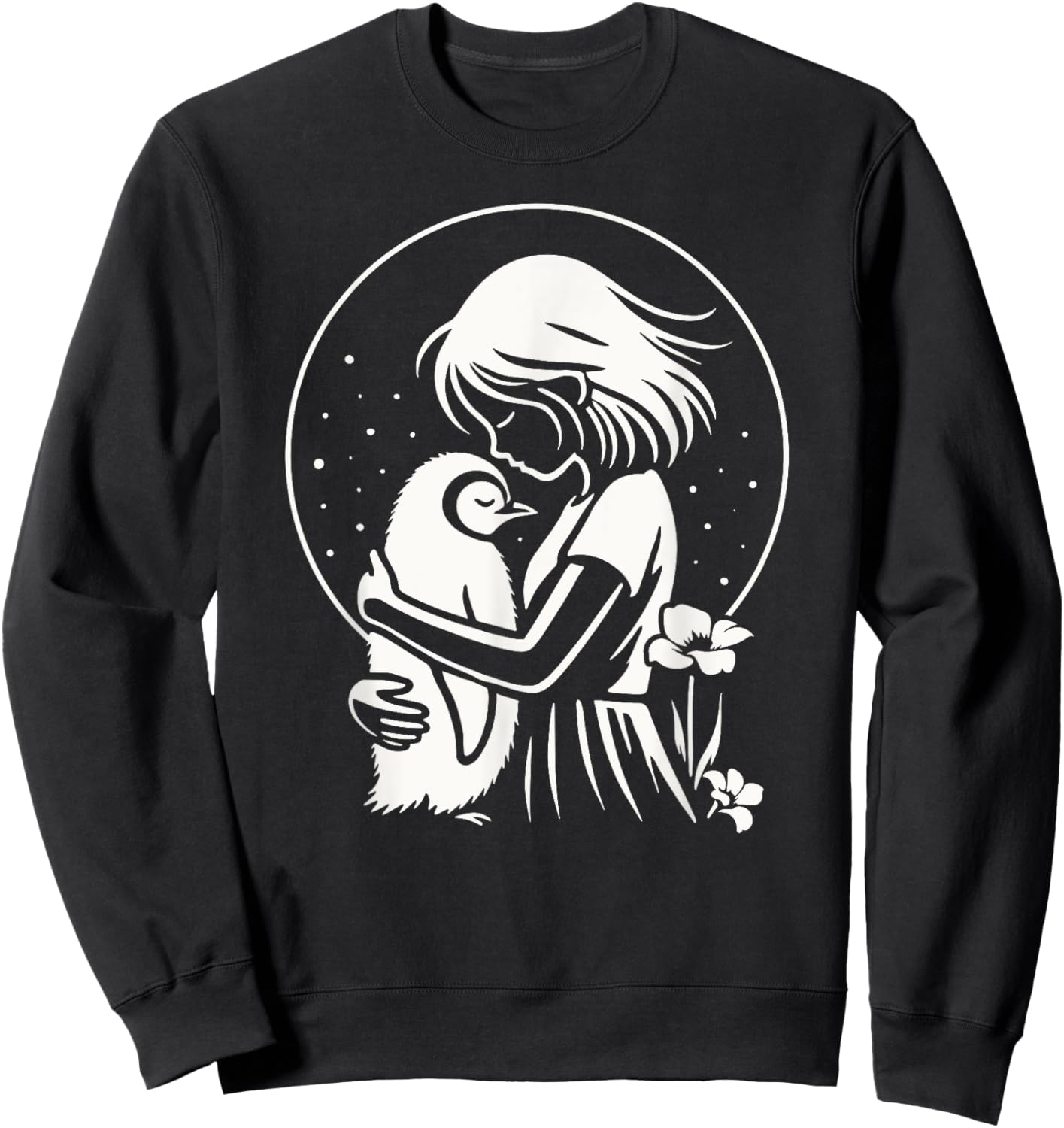 Penguin Shirt Woman Girl Child Silhouette Penguin , Black, S Sweatshirt - Sweatshirt | Black