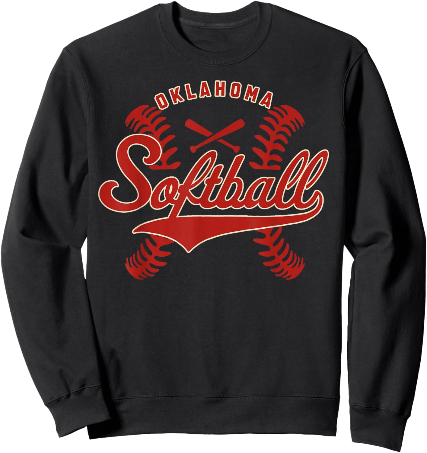 Oklahoma Softball Vintage Kids Team Retro Softball Fan Sweatshirt - Sweatshirt | Black