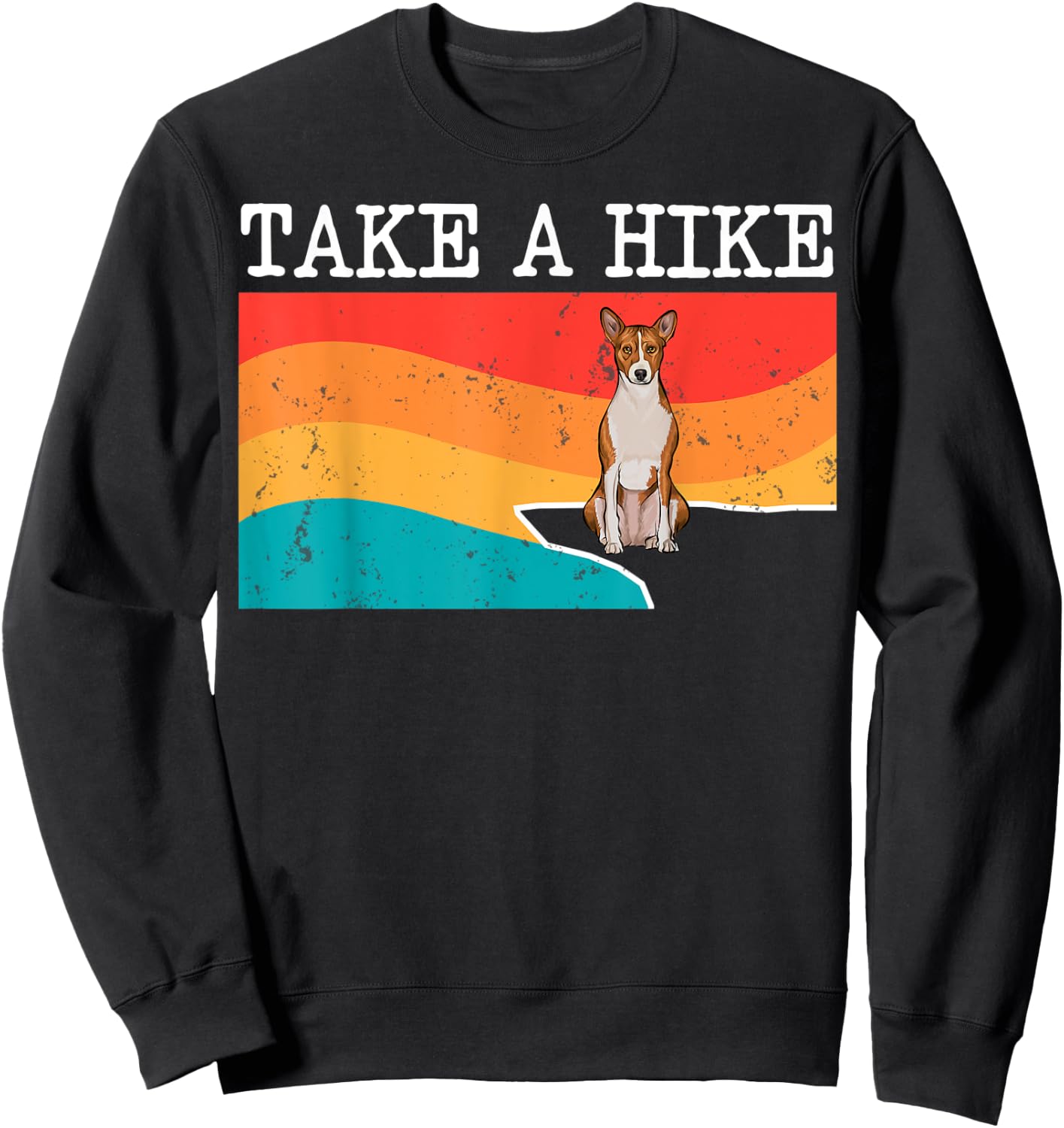 Funny Take A Hike Basenji Graphic Hiking Sweatshirt - Sweatshirt | Black
