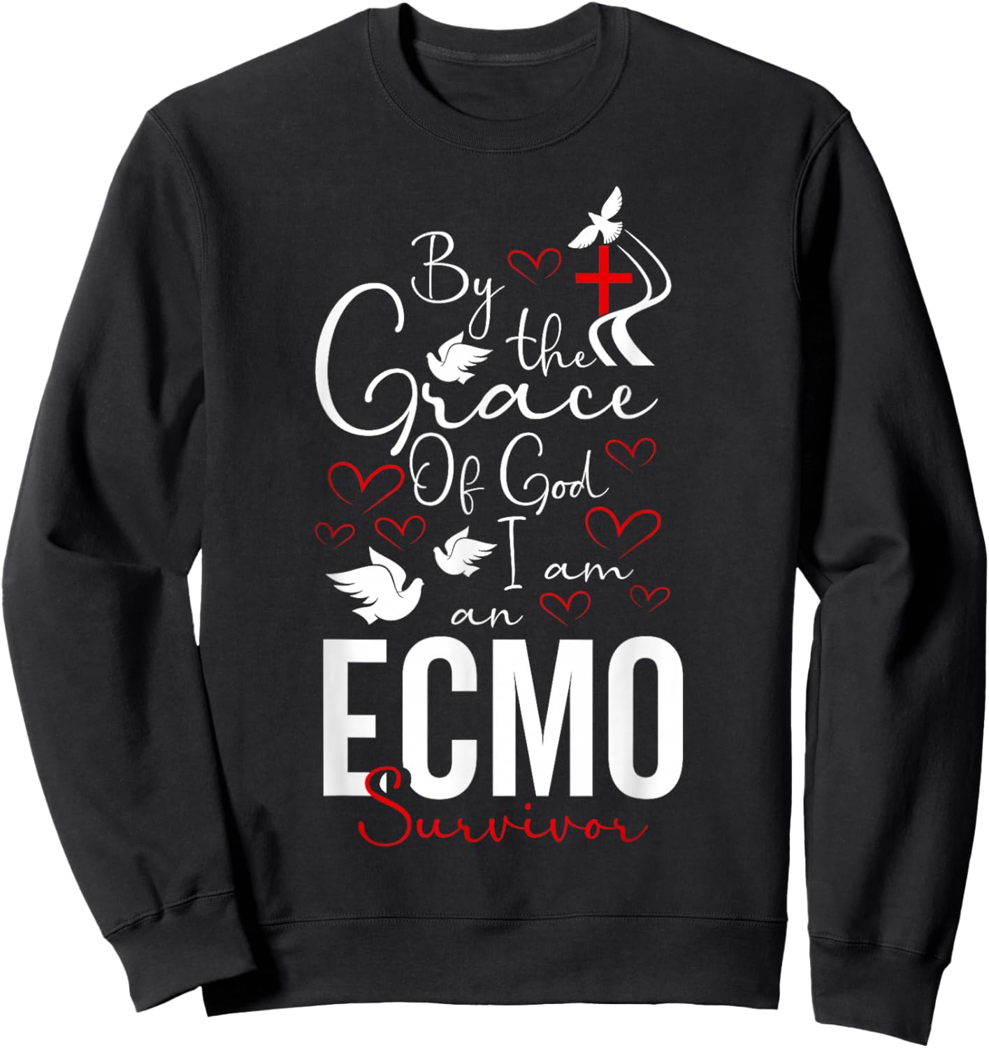 ECMO Survivor Gifts ECMO Awareness -Adults Black Cotton Sweatshirt - Sweatshirt | Black