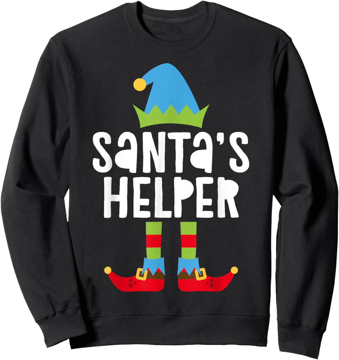 Santa's Helper Shirt Men Boy Matching Christmas Elf Sweatshirt - Sweatshirt | Black