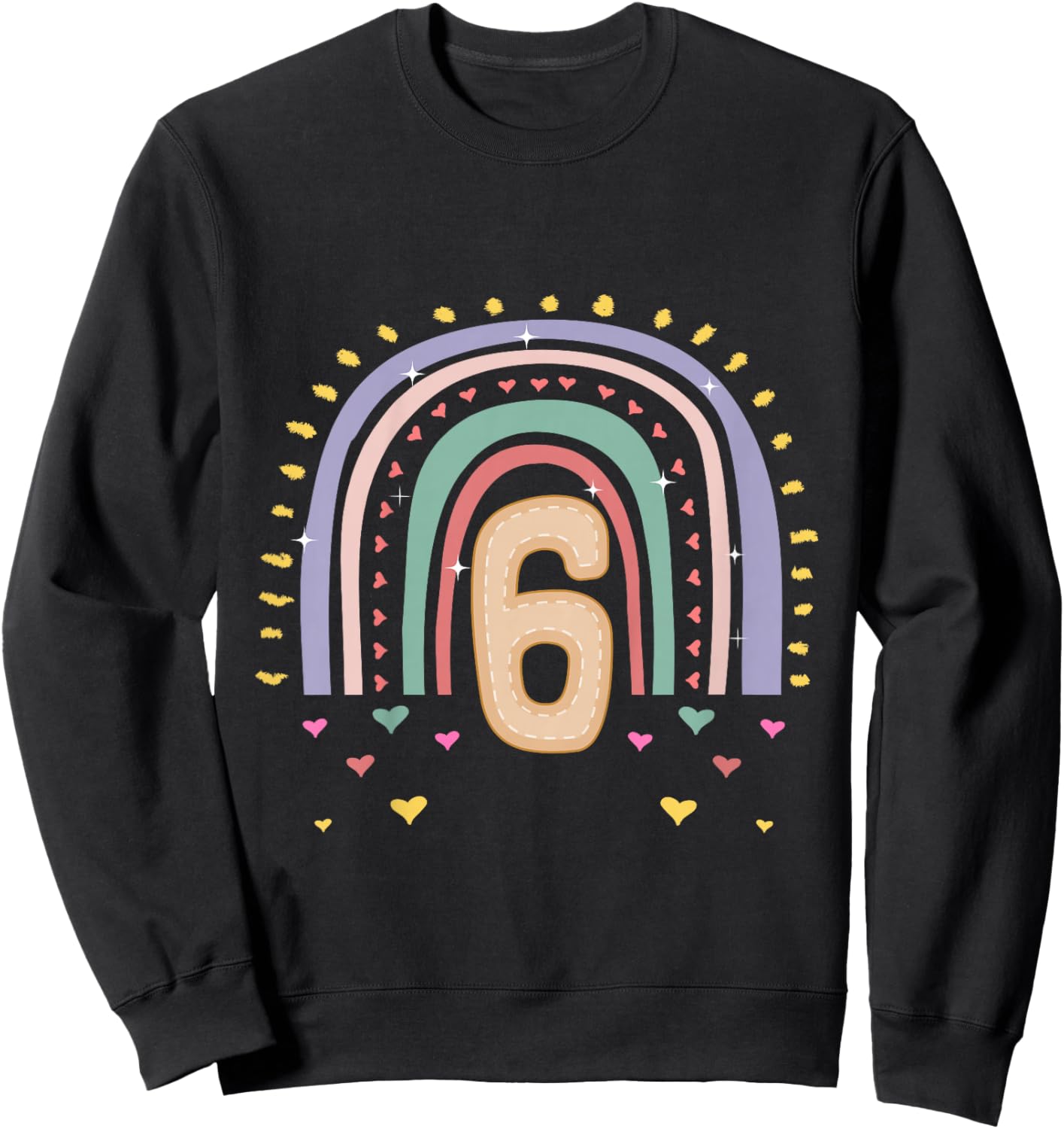 Kinder 6. Geburtstag süßes Regenbogen Mädchen 6 Jahre alt Deko Sweatshirt - Sweatshirt | Black
