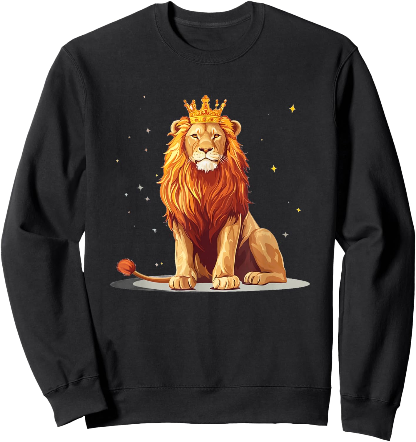 The cool lion king proudly wearing his crown for adults and kids Sweatshirt - Sweatshirt | Black