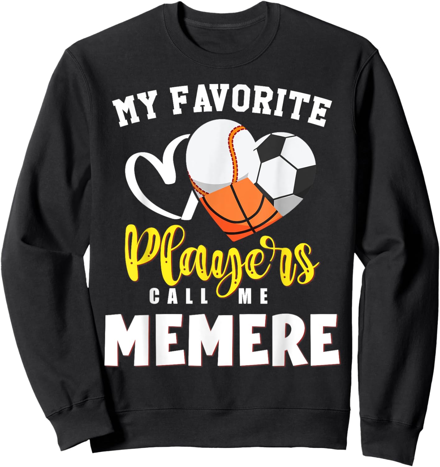 MEMERE My Favorite Baseball Soccer Basketball Players Call Sweatshirt - Sweatshirt | Black