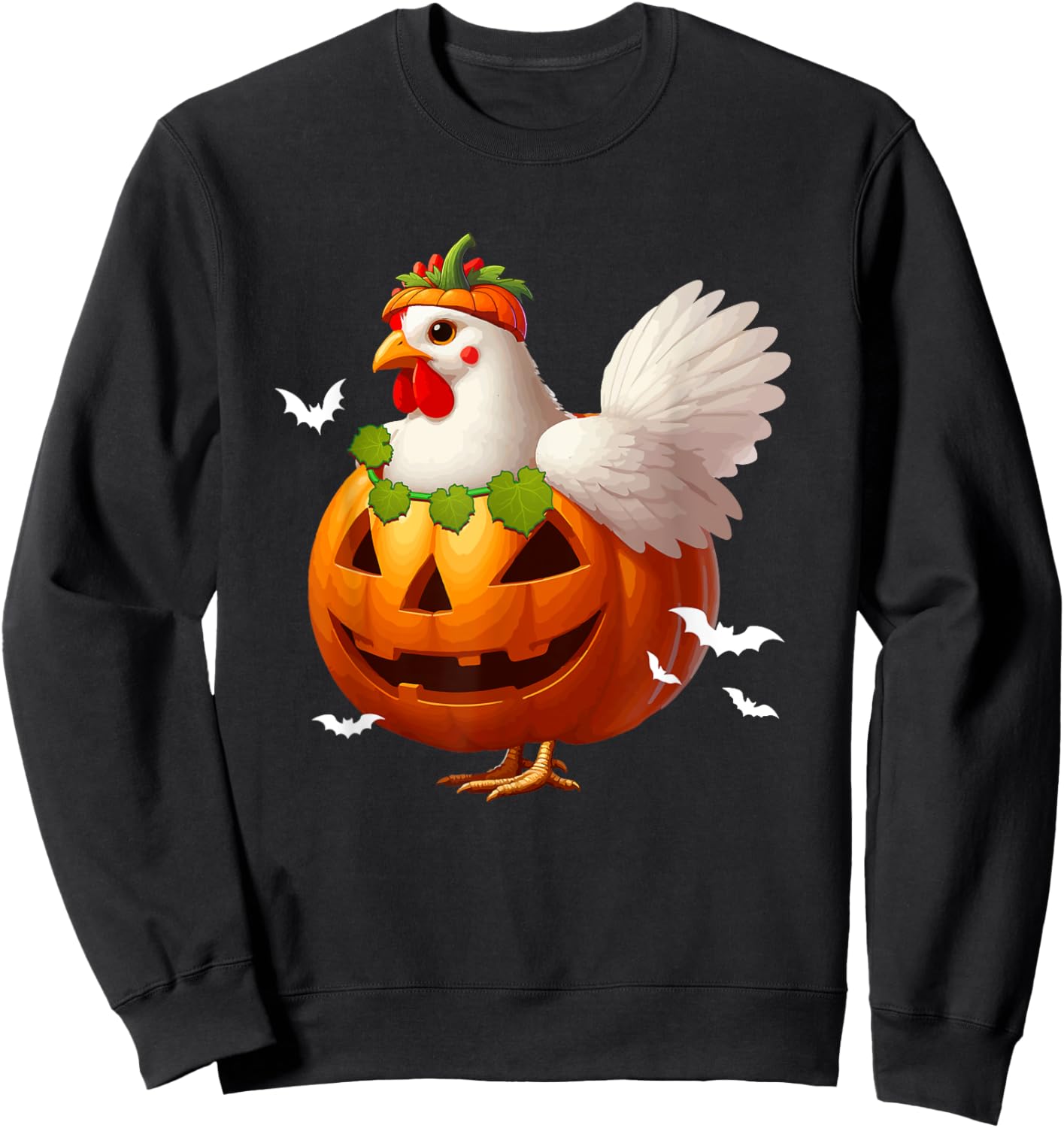 Chicken Cosplay Carved Pumpkin Halloween Costume Farmer Kids Sweatshirt - Sweatshirt | Black