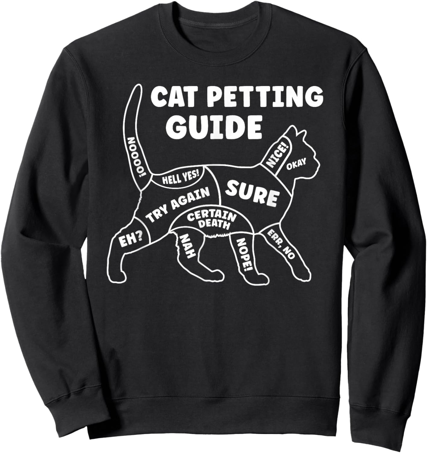 Funny Cat Petting Guide for Pet Owners & Kitty Lovers Sweatshirt - Sweatshirt | Black