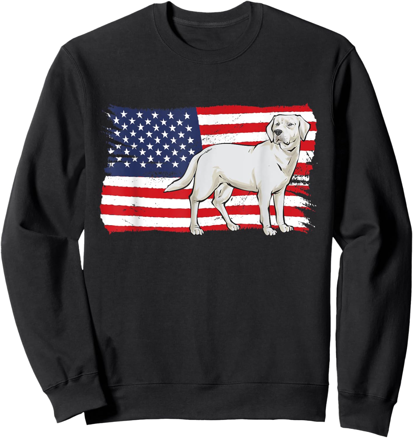 White Labrador Retriever American Flag White Lab Women Men Sweatshirt - Sweatshirt | Black