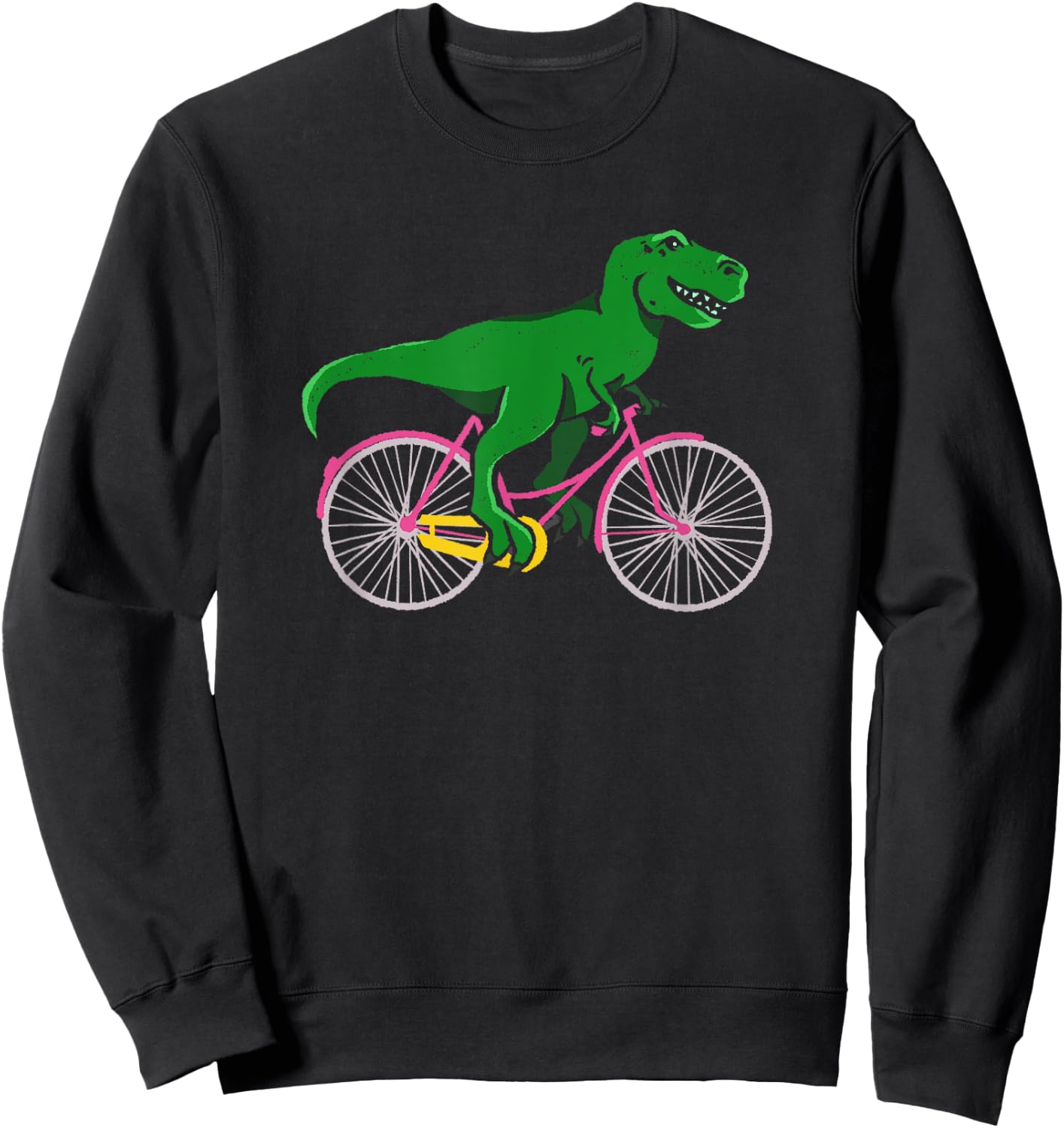 T-Rex Riding A Bike - Funny Trex Dinosaur Bicycle Rider Sweatshirt - Sweatshirt | Black