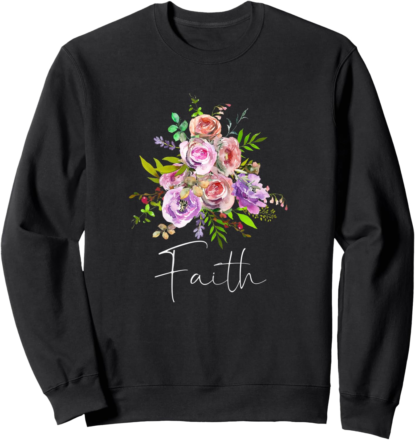 FAITH Christian Inspired Art Positive Message Love God Jesus Sweatshirt - Sweatshirt | Black