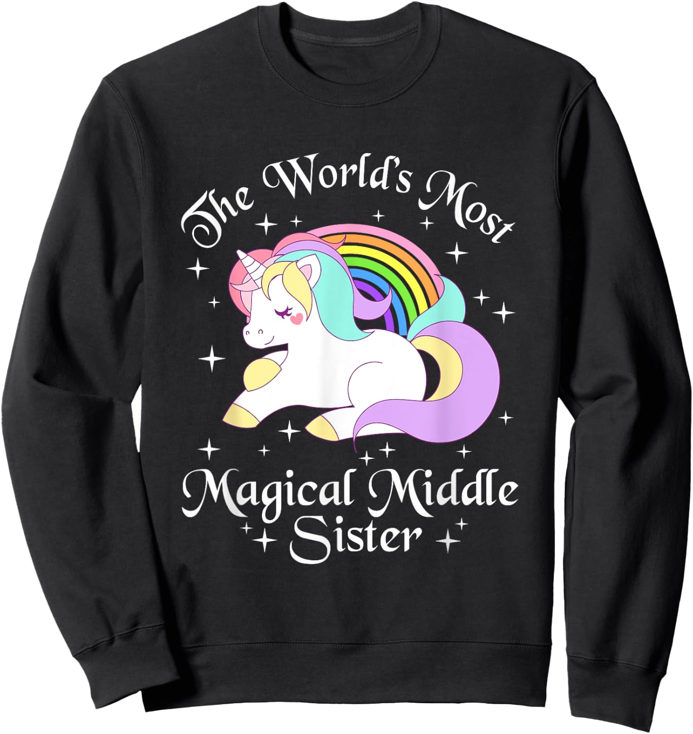 Magical Middle Sister Unicorn Sister Gifts Girls Sweatshirt - Sweatshirt | Black