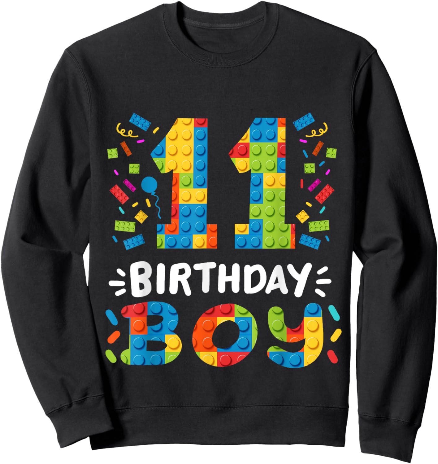 Kids 11 Years Old Building Blocks Builder 11th Birthday Boys Sweatshirt - Sweatshirt | Black