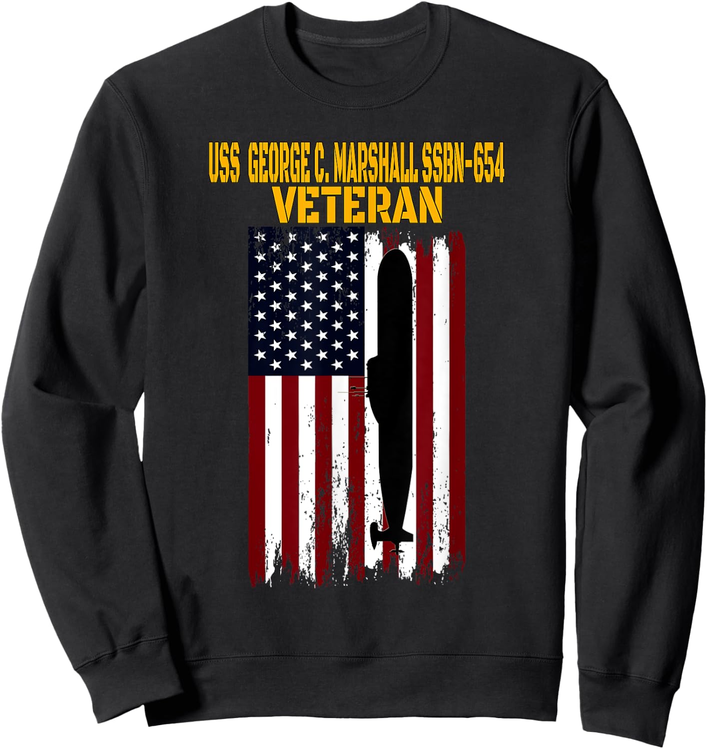 USS Marshall SSBN-654 Submarine Veterans Day Father's Day Sweatshirt - Sweatshirt | Black