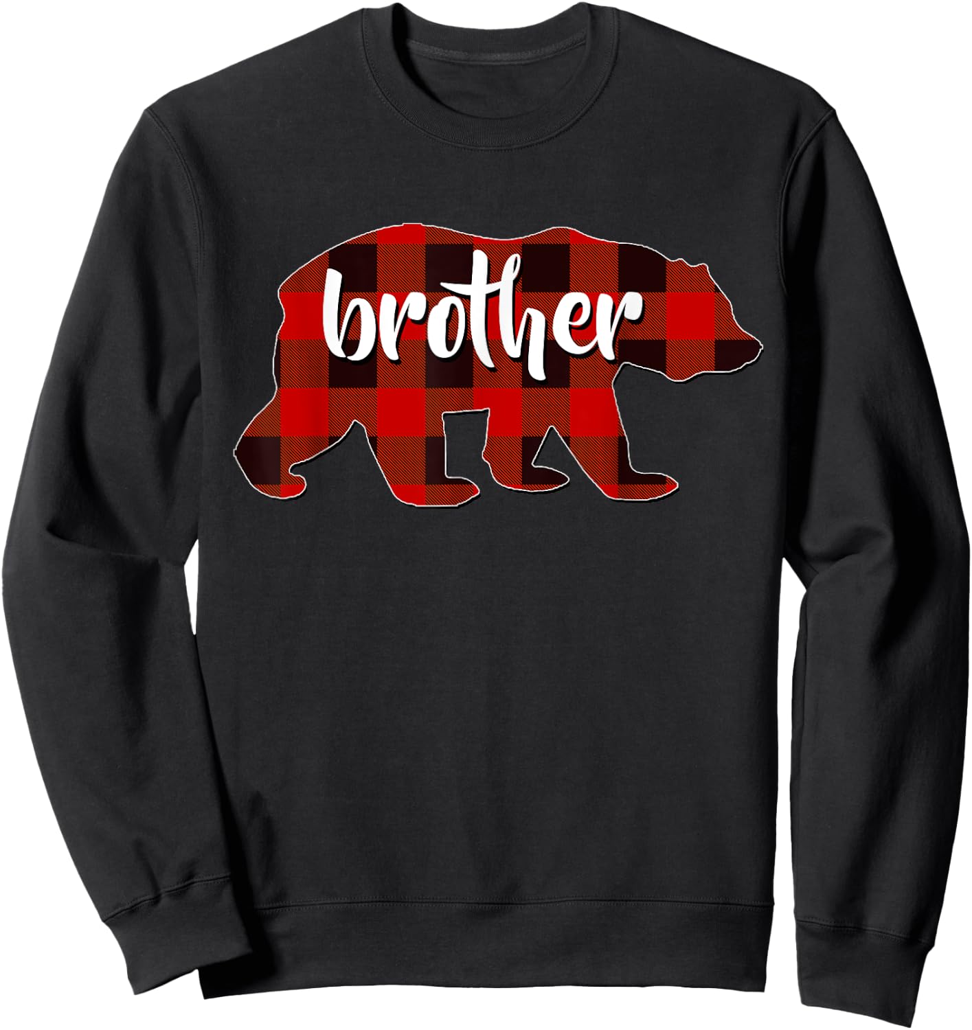 Red Plaid Brother Buffalo Matching Family Pyjamas Christmas Sweatshirt - Sweatshirt | Black