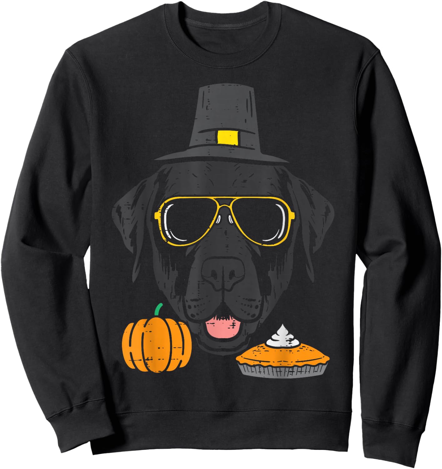 Pilgrim Black Labrador Cute Thanksgiving Dog Men Women Kids Sweatshirt - Sweatshirt | Black