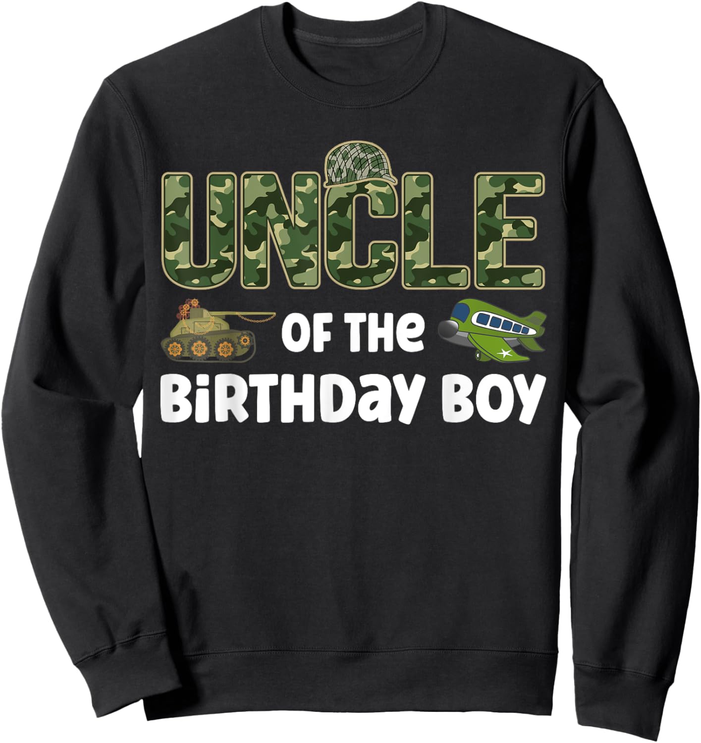Uncle of the Birthday Boy Army Camouflage Birthday Party Sweatshirt - Sweatshirt | Black