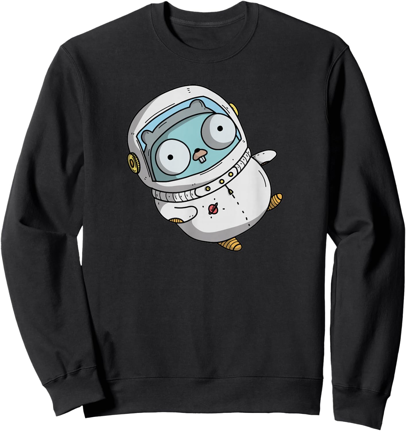 Astronaut Gopher - Fun Programmer Developer GO lang Logo Sweatshirt - Sweatshirt | Black