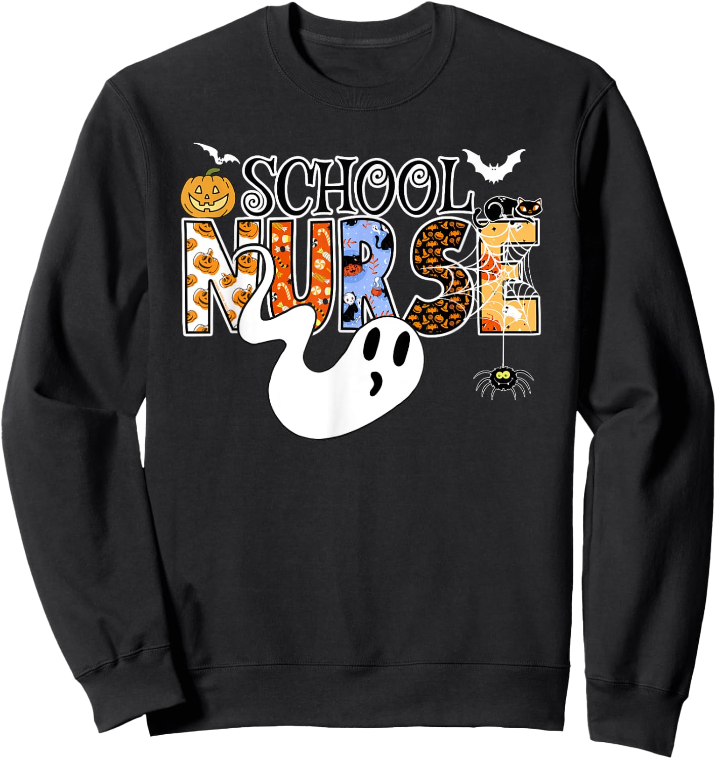 Fun SCHOOL NURSE Halloween Costume School Nurse Halloween Sweatshirt - Sweatshirt | Black