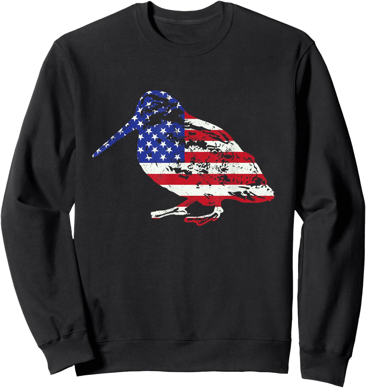 American Flag Woodcock Hunter Timberdoodle Bogsucker Gifts Sweatshirt - Sweatshirt | Black