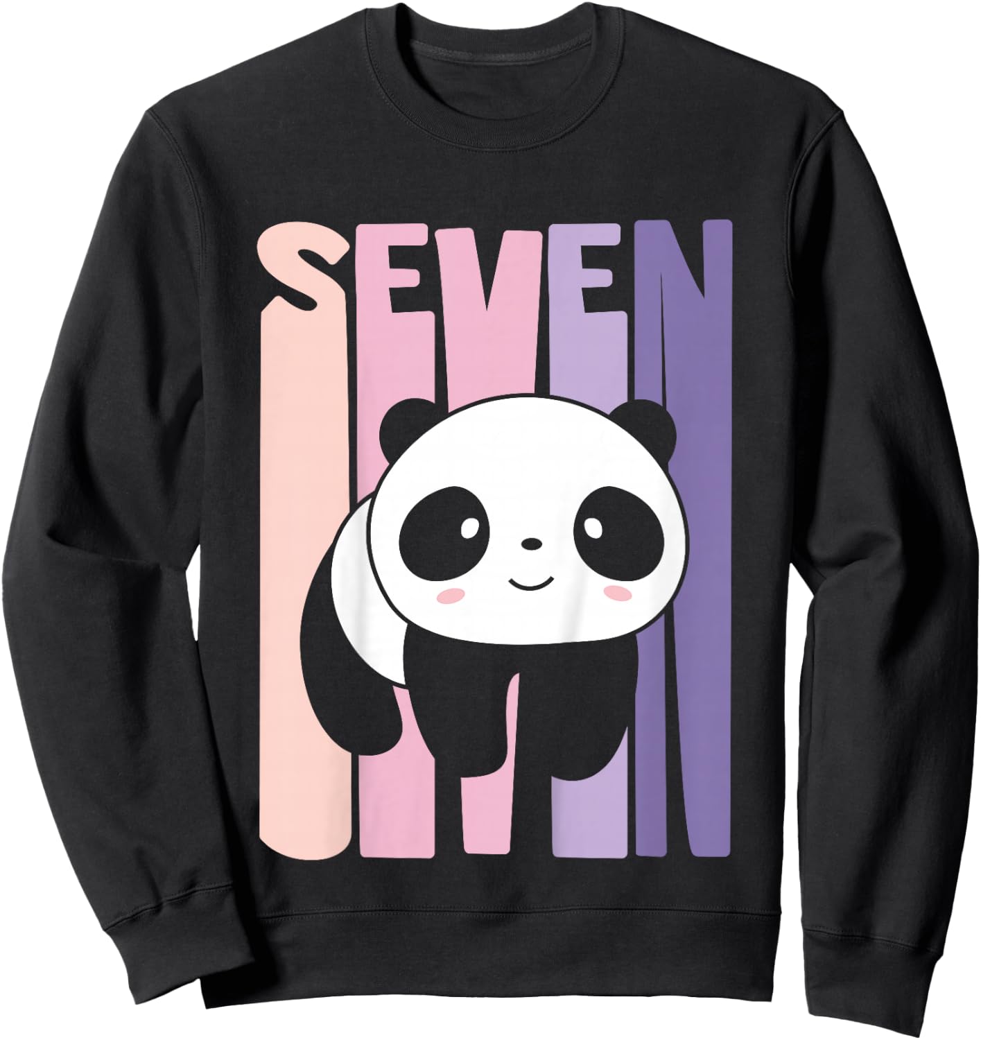 7 Year Old Cute Panda Birthday Girl 7th B-day Sweatshirt - Sweatshirt | Black