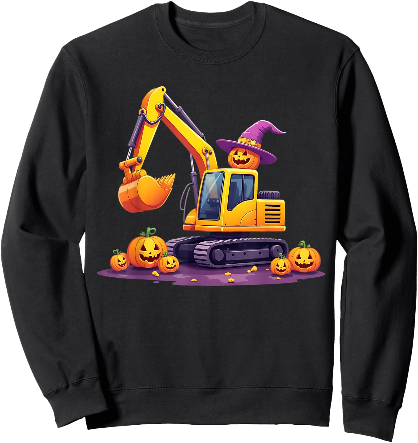 Spooky Construction Trucks Halloween Costume Toddler Boys Sweatshirt - Sweatshirt | Black