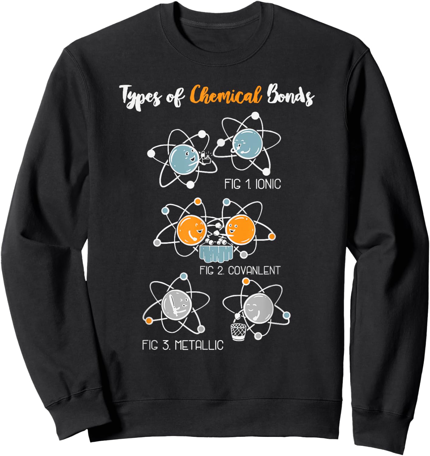 Types Of Chemical Bonds - Nerd Geek -Funny Chemistry Student Sweatshirt - Sweatshirt | Black