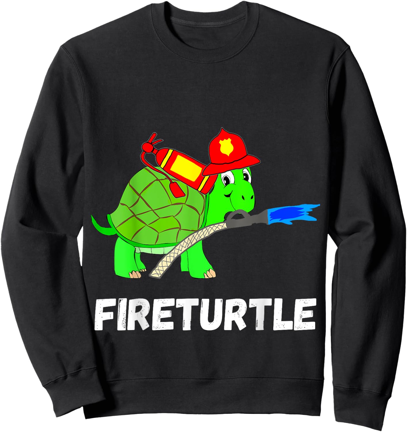 Fire Fighter Sea Turtle Tortoise Firefighter Fireman Sweatshirt - Sweatshirt | Black
