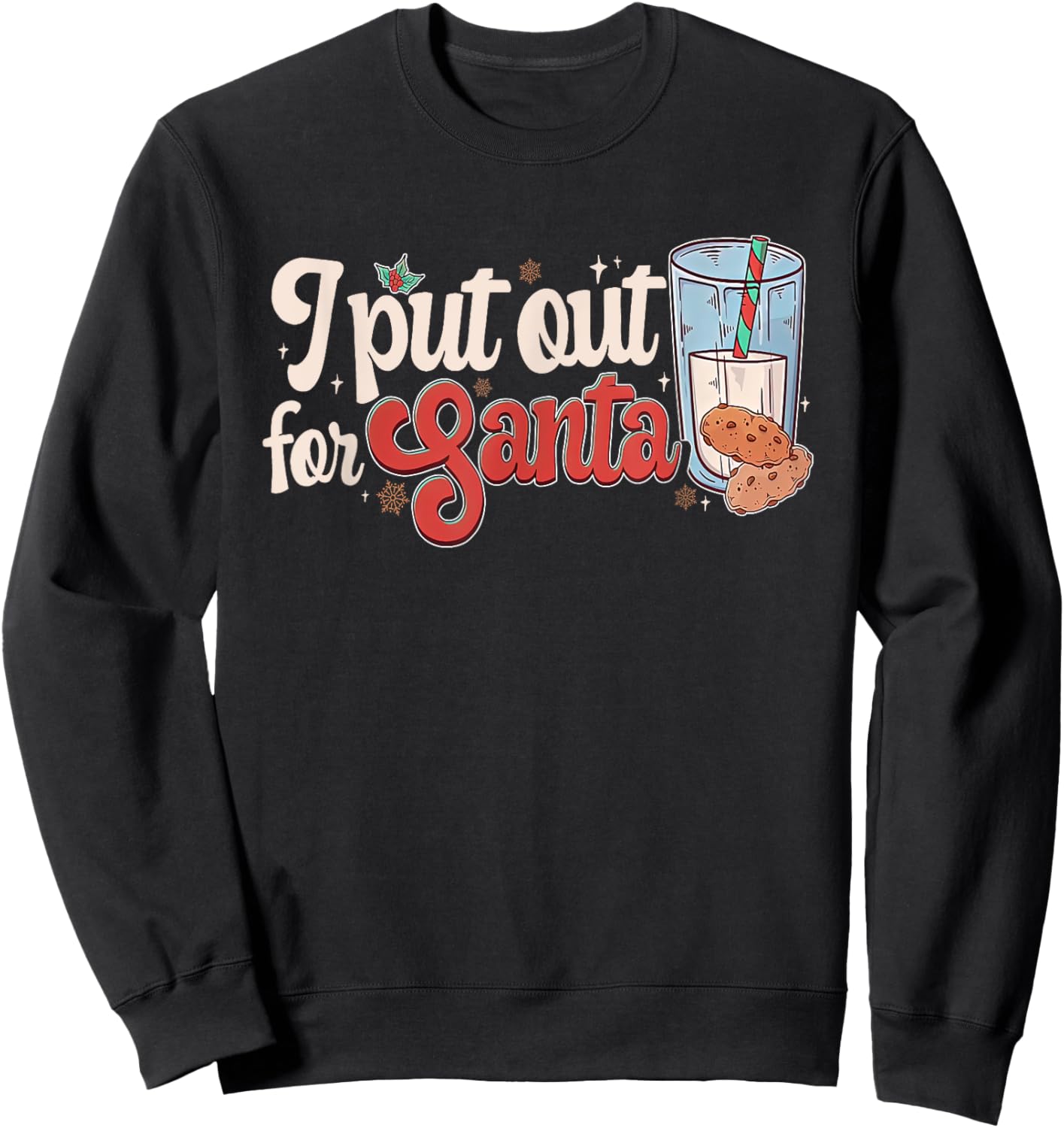 I Put Out For Santa Couple Matching Cookies & Milk Christmas Sweatshirt - Sweatshirt | Black