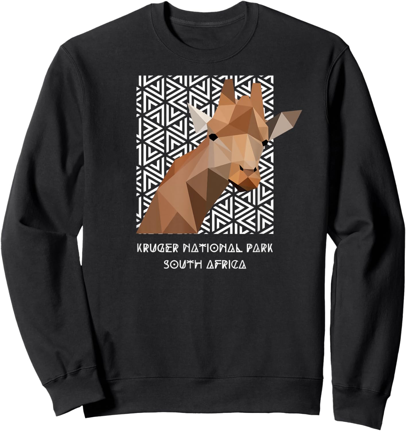 Kruger National Park South Africa Safari Geometric Giraffe Sweatshirt - Sweatshirt | Black