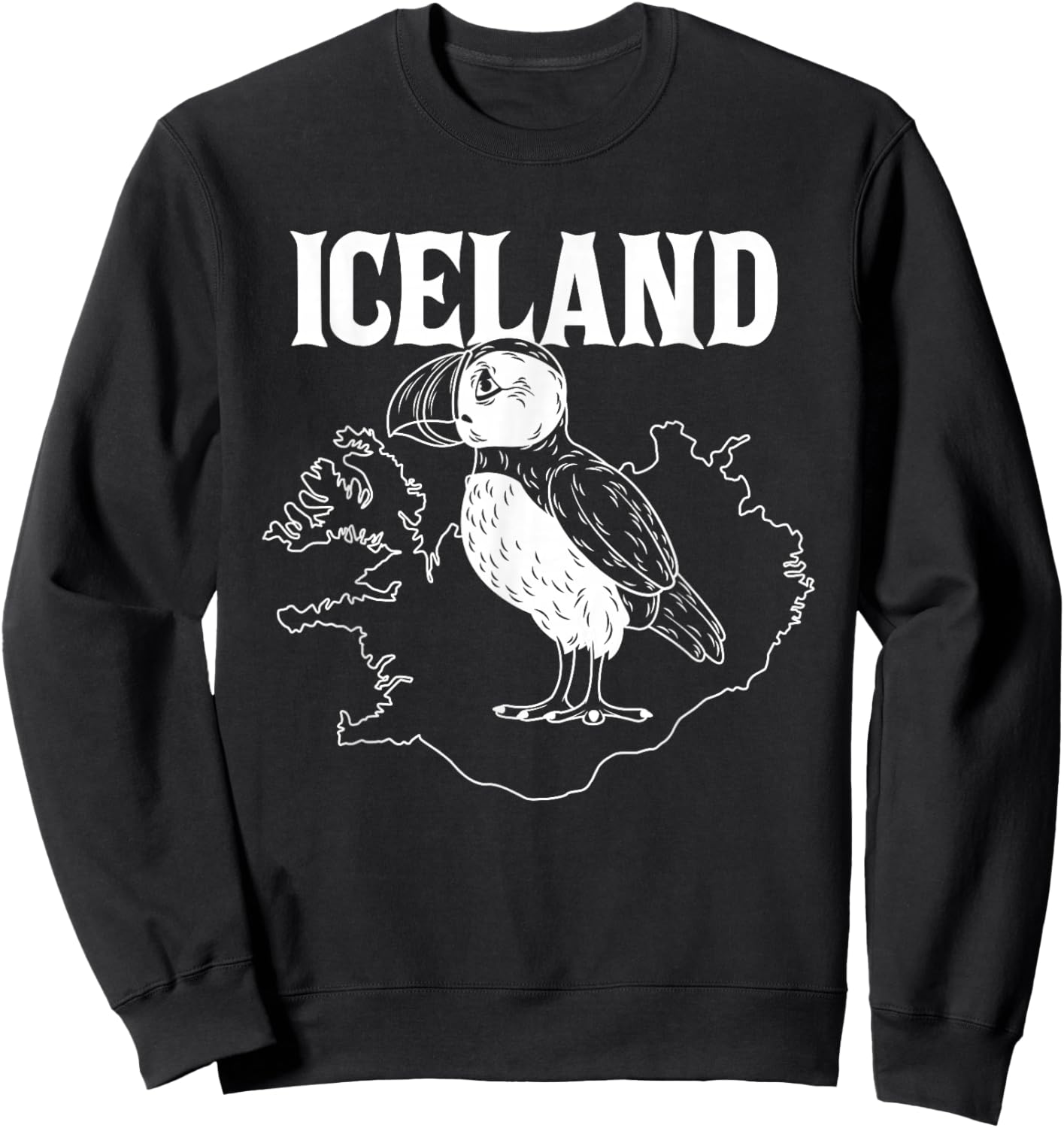Funny Puffin Bird Iceland Map Puffins Seabirds Lovers Outfit Sweatshirt - Sweatshirt | Black