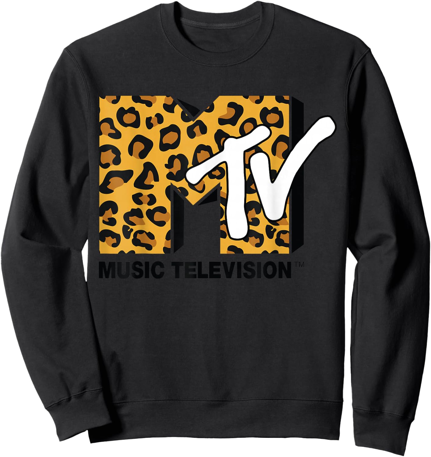 Classic Mtv Logo Leopard Print Sweatshirt - Sweatshirt | Black