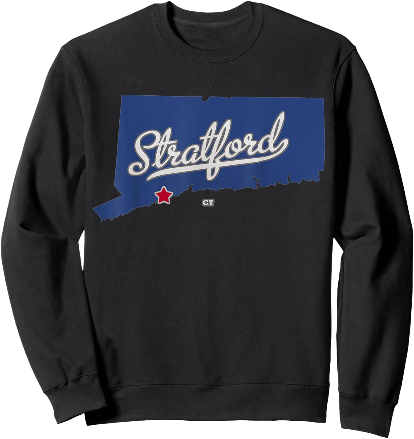 Stratford Connecticut CT Map Sweatshirt - Sweatshirt | Black