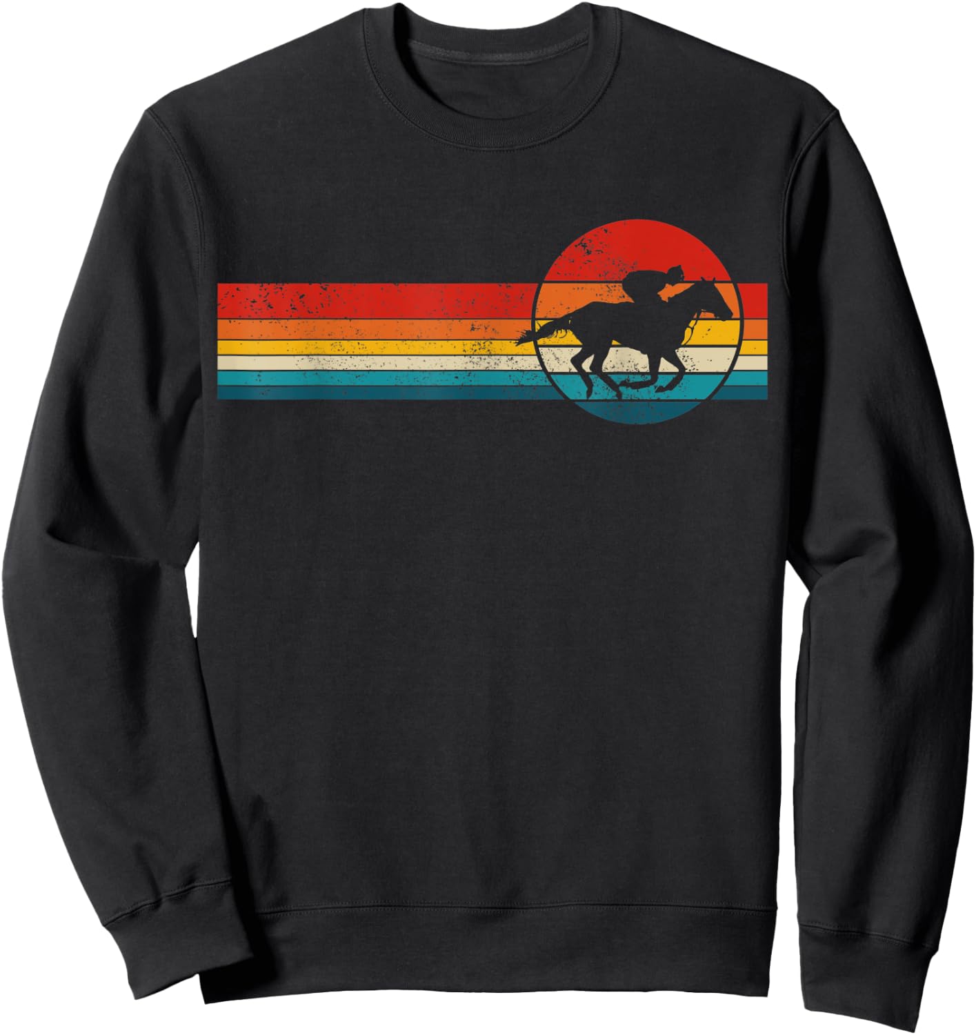 Horse Racing Vintage Retro Horse Riding Racer Rider Gift Sweatshirt - Sweatshirt | Black