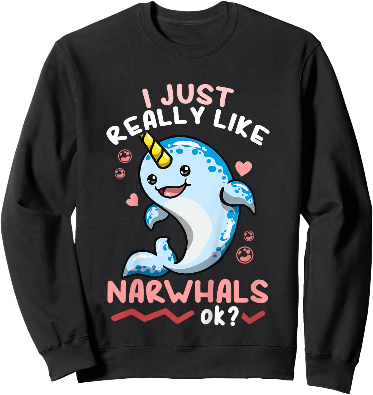 Kids Narwhal Cute Sweatshirt - Sweatshirt | Black