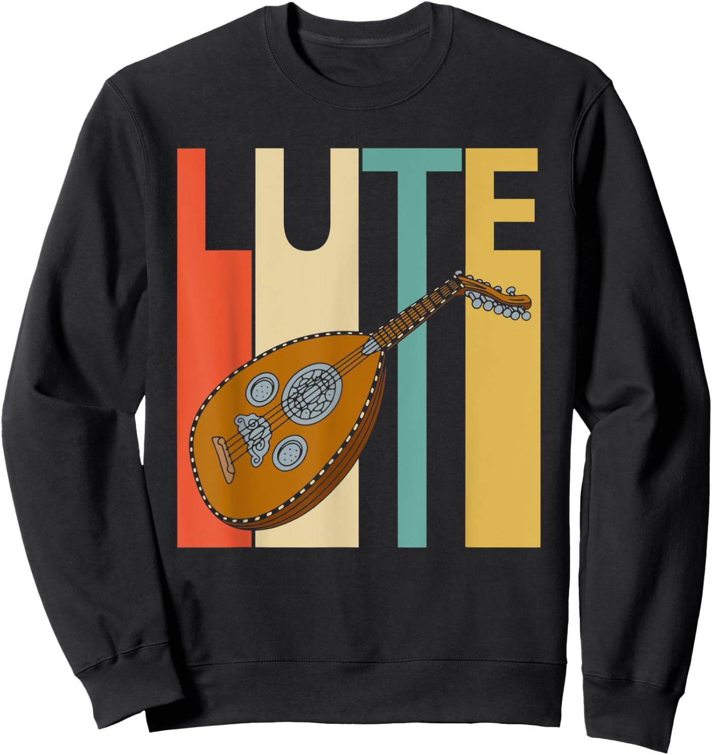 Vintage Lute Player Musician Gift Sweatshirt - Sweatshirt | Black