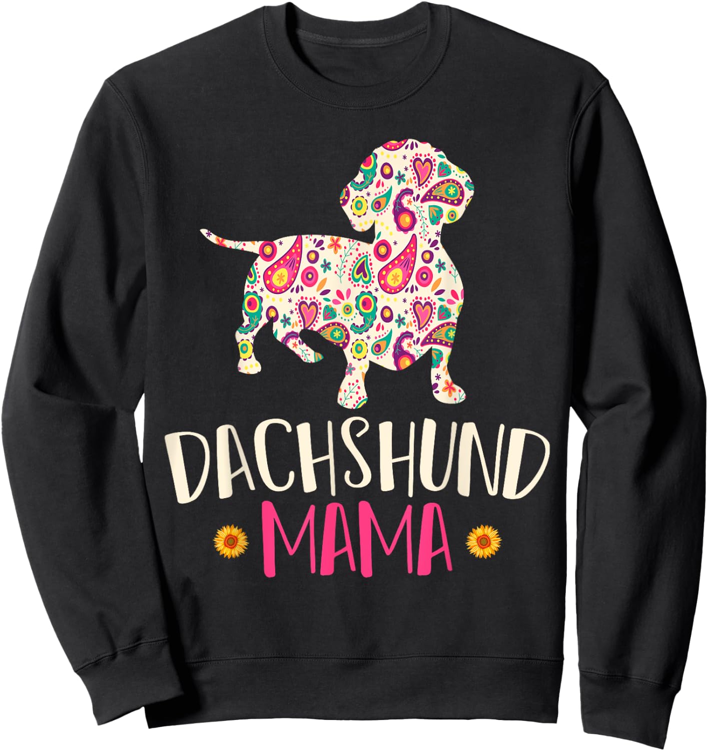 Mothers Day Gift Wiener Mom Weenie Dog Vintage Dachshund Sweatshirt - Sweatshirt | Black