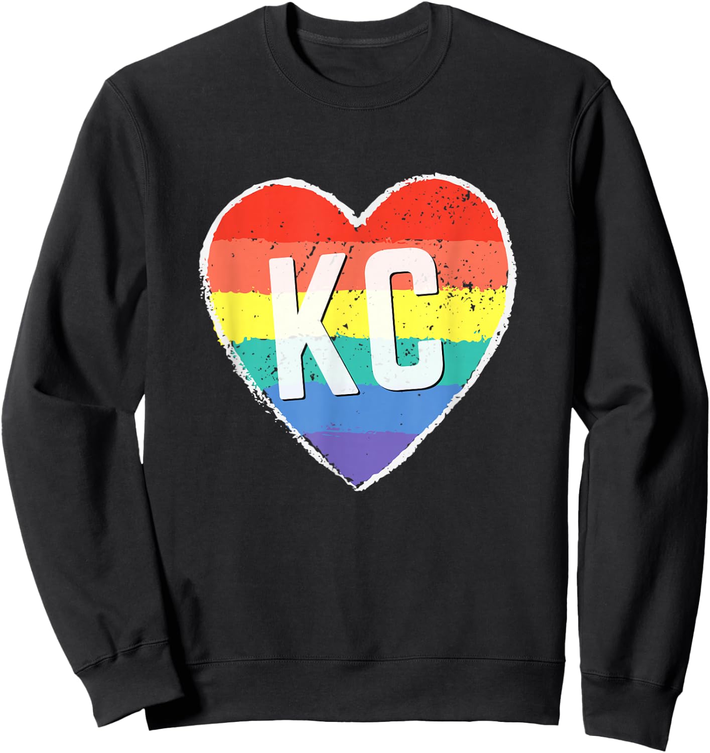 Vintage Rainbow Heart KC Sweatshirt - Sweatshirt | Black