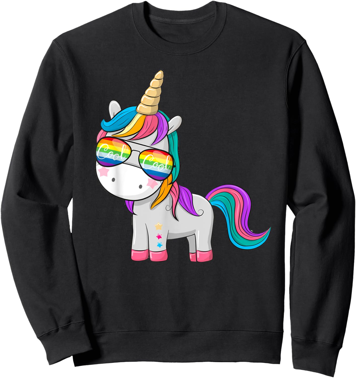 Unicorn with Cool Sunglasses Sweatshirt - Sweatshirt | Black