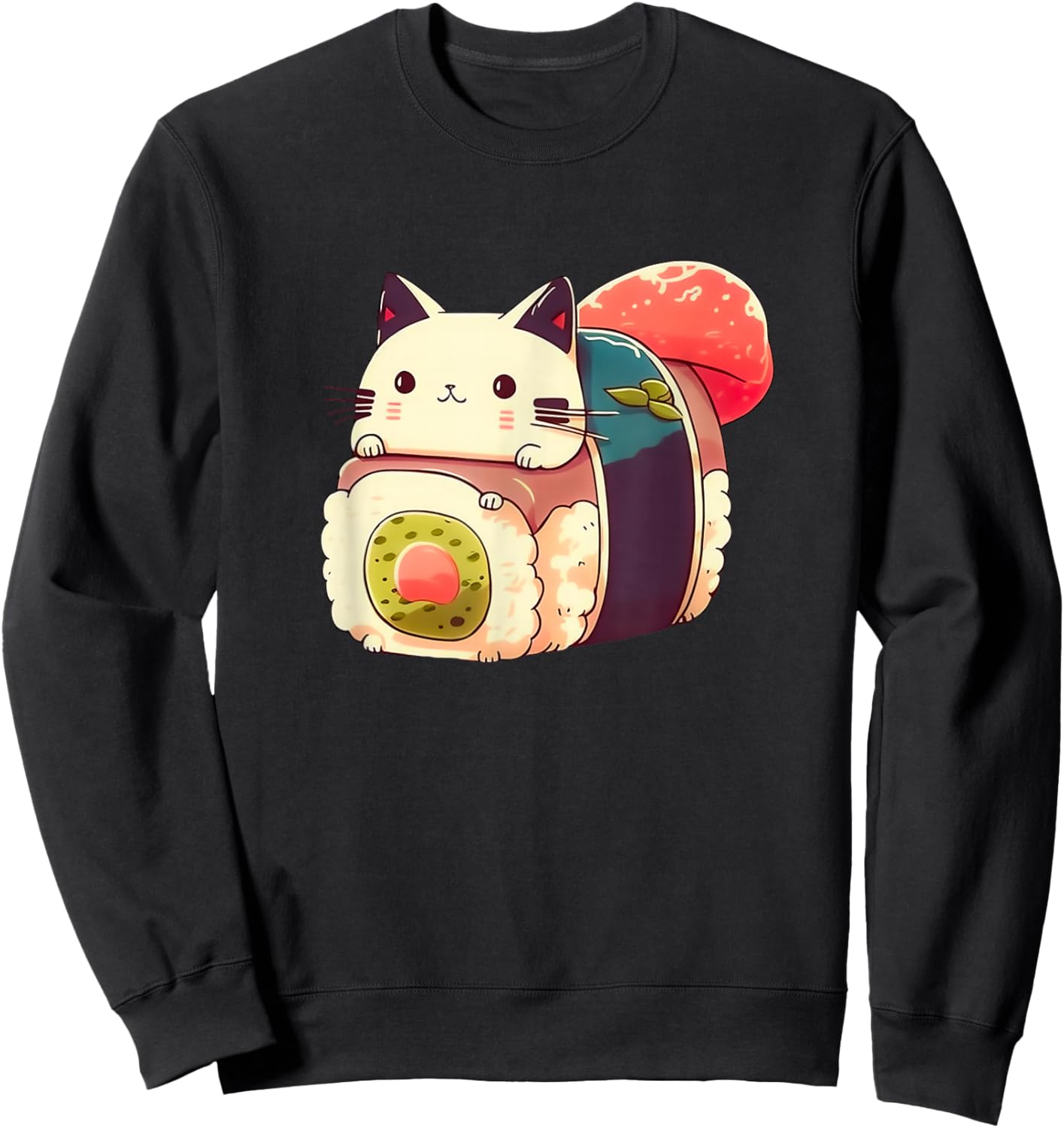 Niedliche Sushi-Katze Kawaii Anime Neko Japanisch Sweatshirt - Sweatshirt | Black