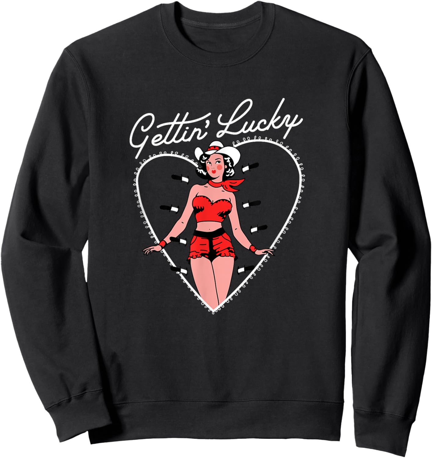 Funny Valentine Gettin' Lucky Sweatshirt - Sweatshirt | Black