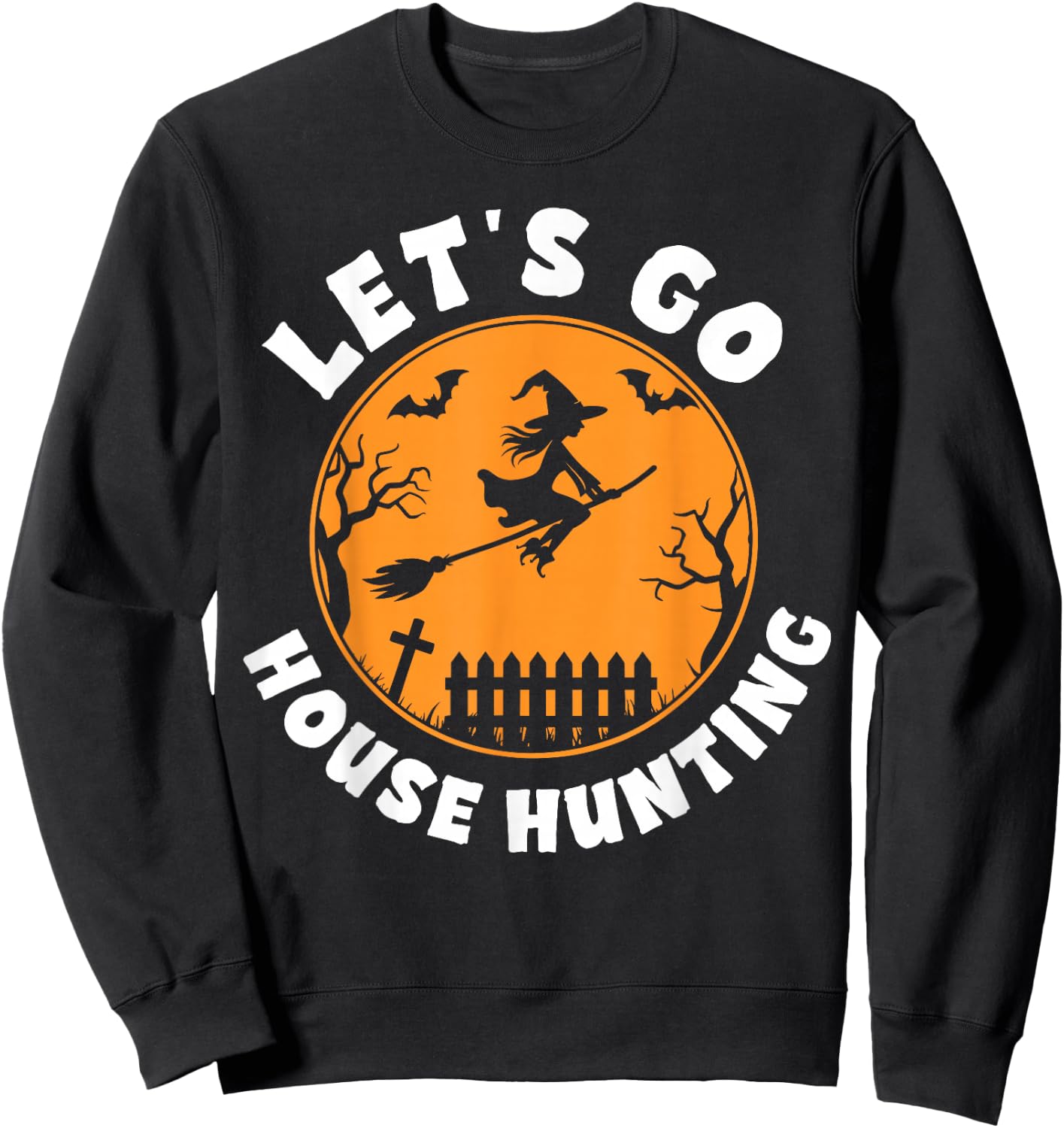 Retro Let's Go House Hunting Ghost Real Estate Halloween Sweatshirt - Sweatshirt | Black