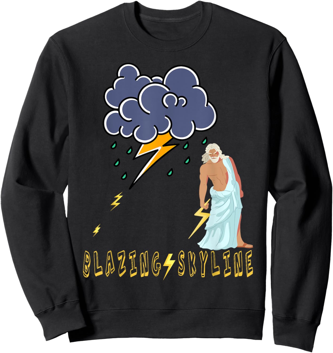 Zeus Greek God Thunder Lightning Bolt Storm Retro Mythology Sweatshirt - Sweatshirt | Black