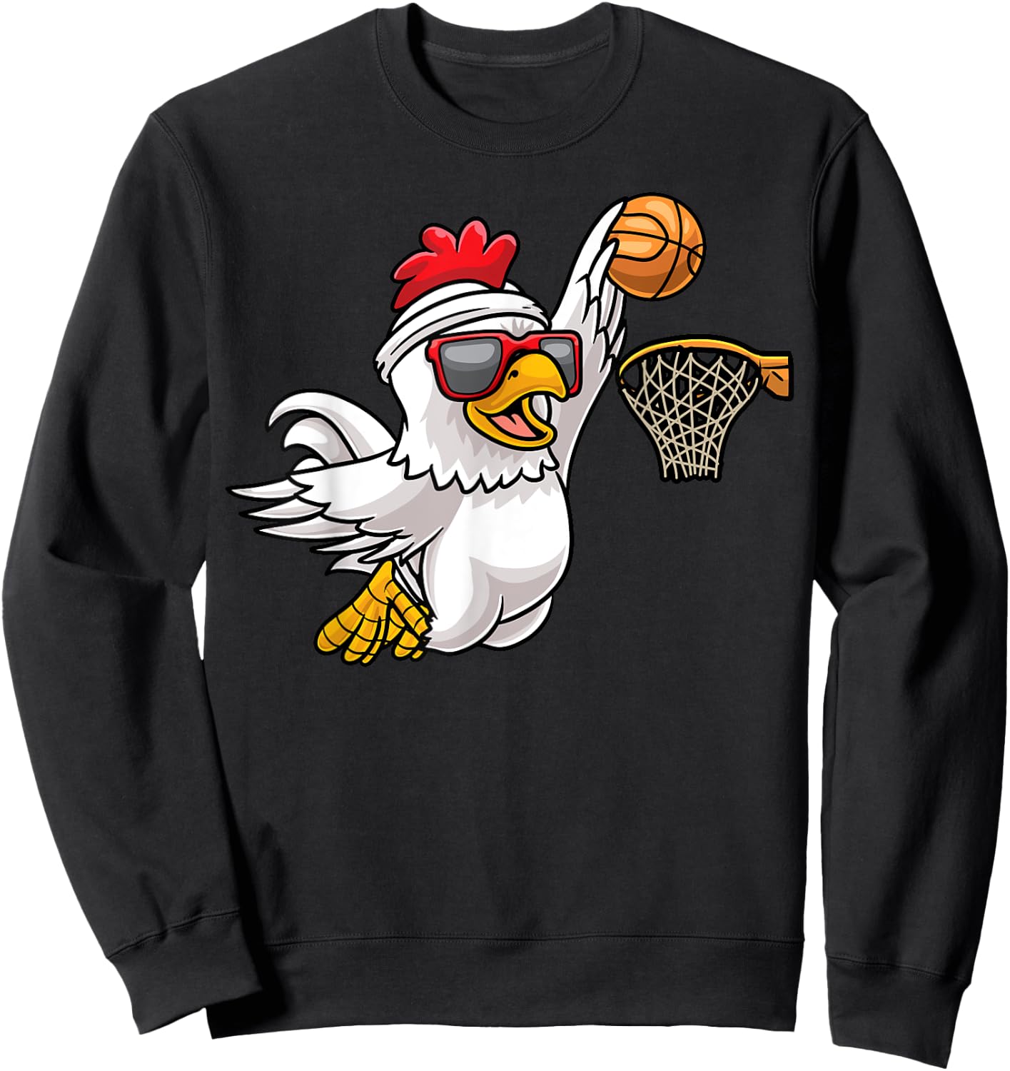 Chicken Playing Basketball Player Game Kids Sweatshirt - Sweatshirt | Black