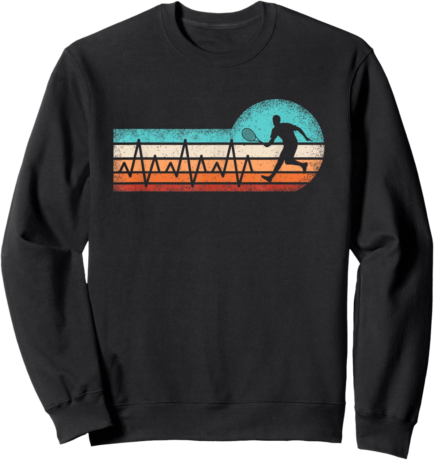 Retro Tennis Heartbeat Tennis Lover Men Boys Kids Sweatshirt - Sweatshirt | Black