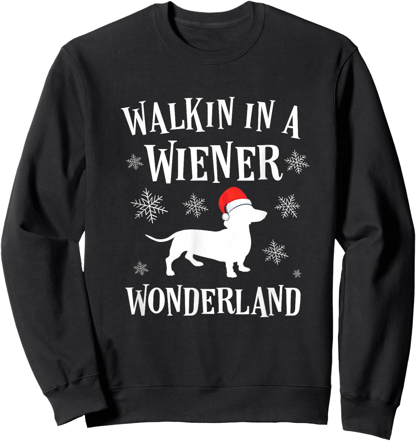 Buncho Gifts Dachshund Christmas Funny Doxie Wiener Wonderland Holiday Sweatshirt - Sweatshirt | Black