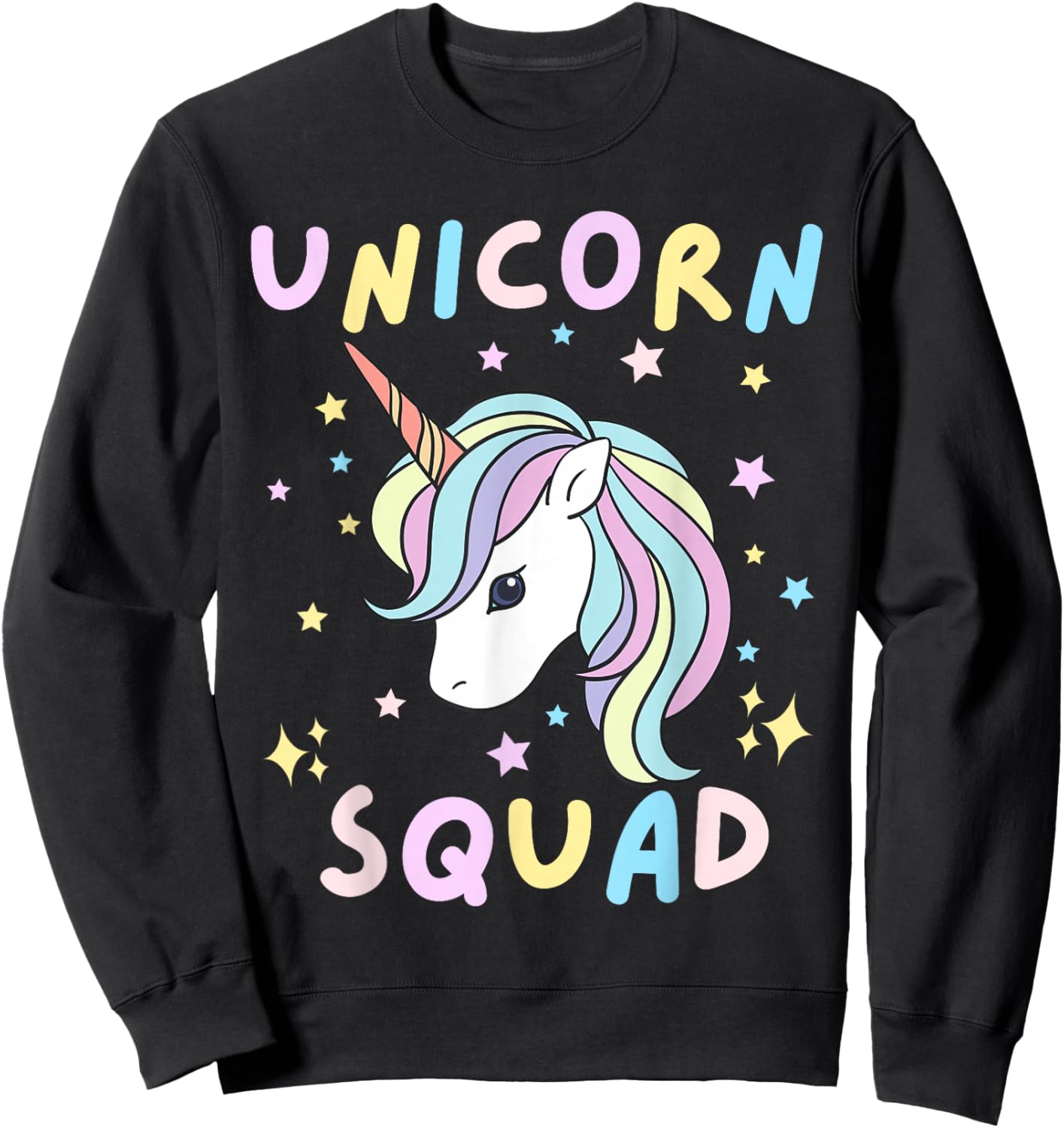 Unicorn Squad Cute Rainbow Lover Family Birthday Girls Party Sweatshirt - Sweatshirt | Black