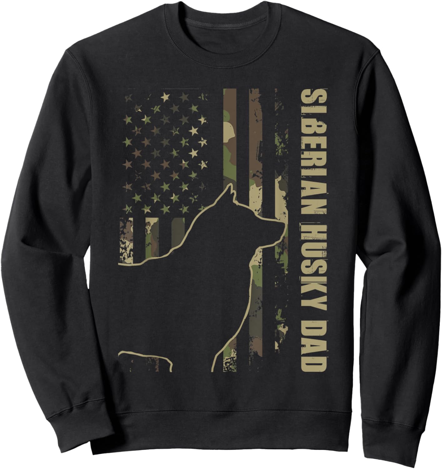 Siberian Husky Dad - Patriotic USA Dog Lover Pet Trainer Women Kids Sweatshirt - Sweatshirt | Black