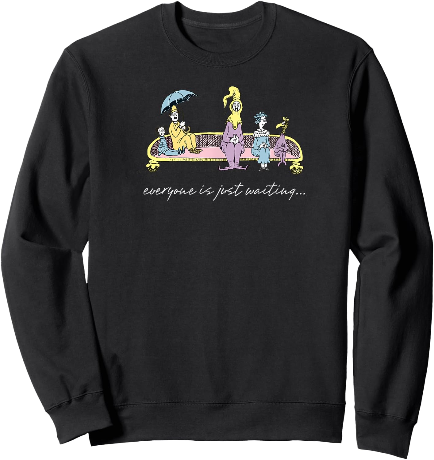 Dr. Seuss Oh the Places You'll Go Everyone is Waiting Black Sweatshirt - Sweatshirt | Black