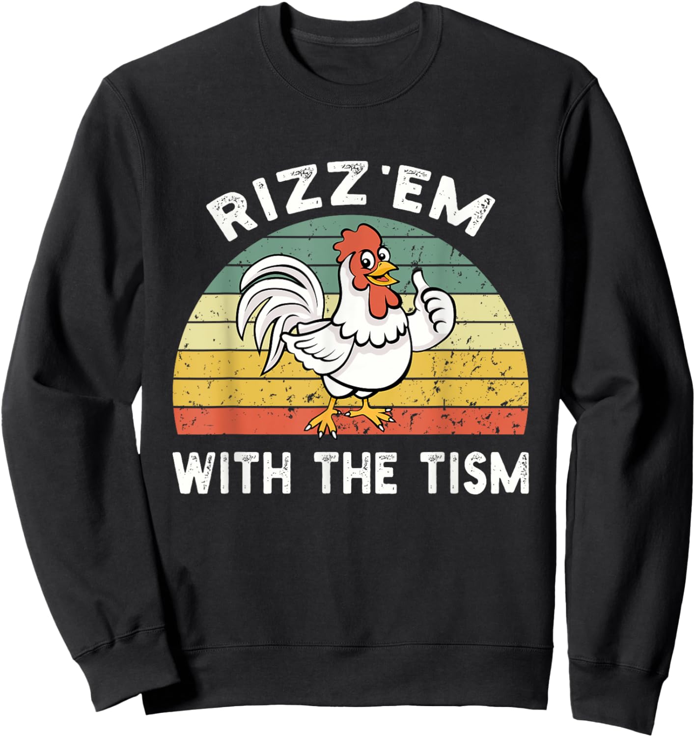 Rizz em With The Tism Meme Retro Sweatshirt - Sweatshirt | Black