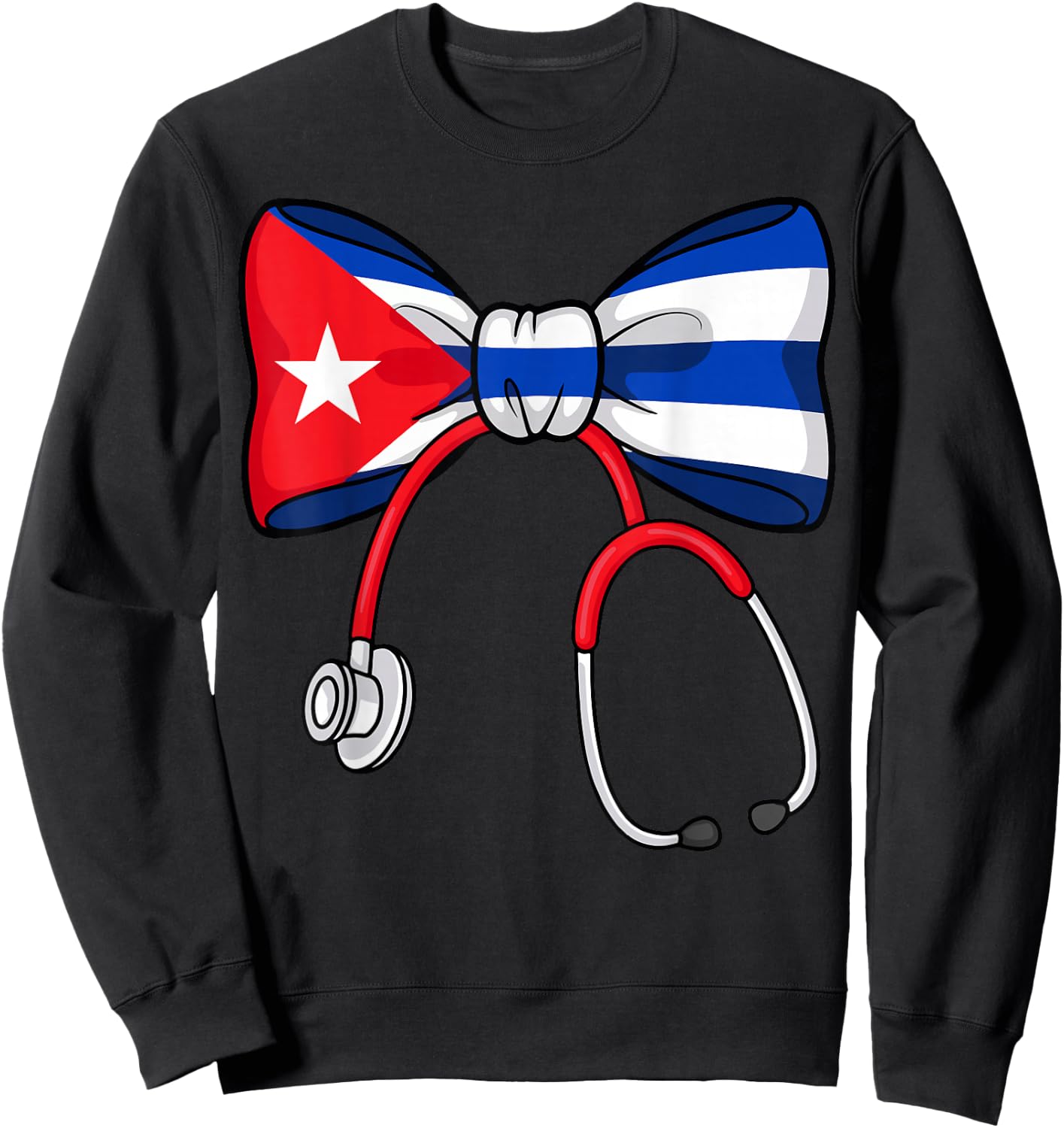 Cuban Nurse Pride Cuba Flag RN Heartbeat Hero Sweatshirt - Sweatshirt | Black