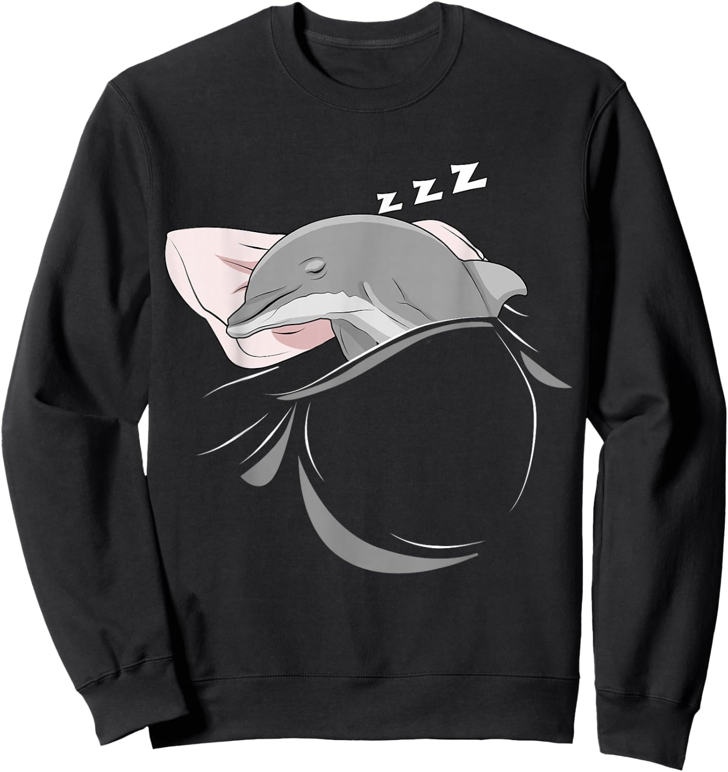 Funny Dolphin Merch , Men & Kids Dolphin Sleeping Animal Pajamas Nap PJs Outfit Gift Dolphin Sweatshirt - Sweatshirt | Black